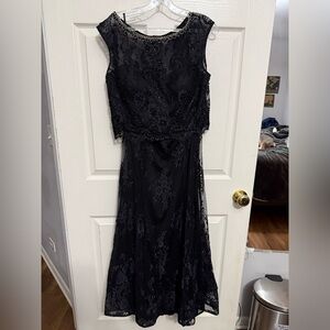 2-Piece Elegant Black Lace Prom Dress